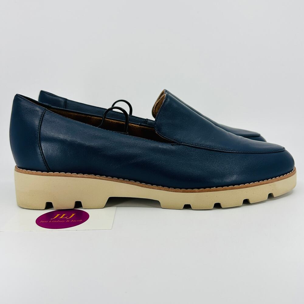 Vionic Women's Kensley Navy Nappa Leather Slip On Comfort Loafers Size 10